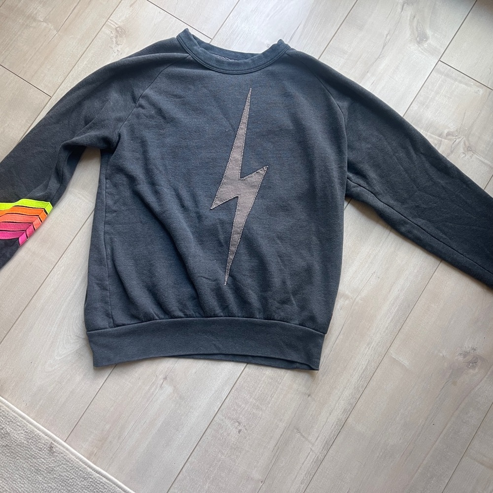 Aviator Nation -  navy crewneck bolt sweater in size Small